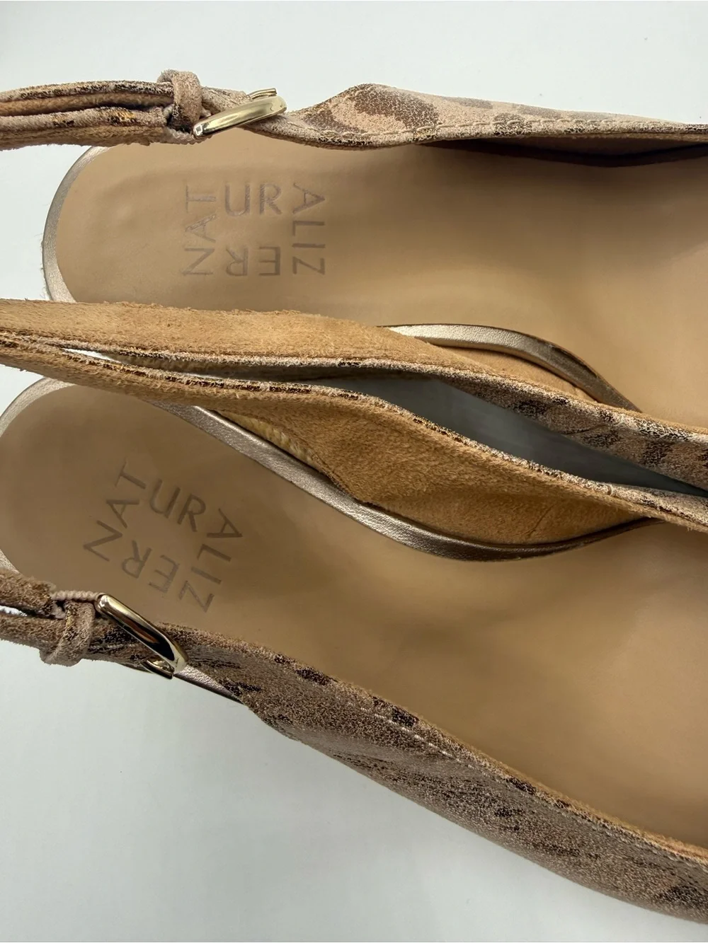 Naturalizer Metallic Floral Espadrille Wedge Slingback Shoes Closed Toes Comfort